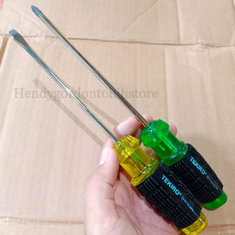 Obeng Tekiro Set 2 Pcs / Tekiro Obeng Gagang Karet 150Mm Min Plus Obeng 6 Inch