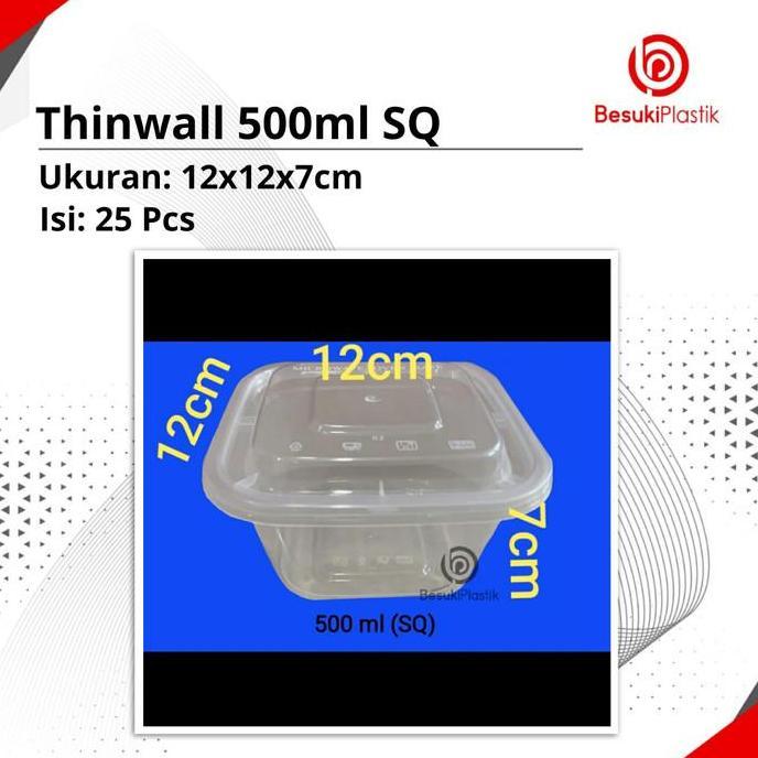 Thinwall 500ml SQ / Thinwall 500ml Kotak Persegi /Kotak Thinwall 500ml