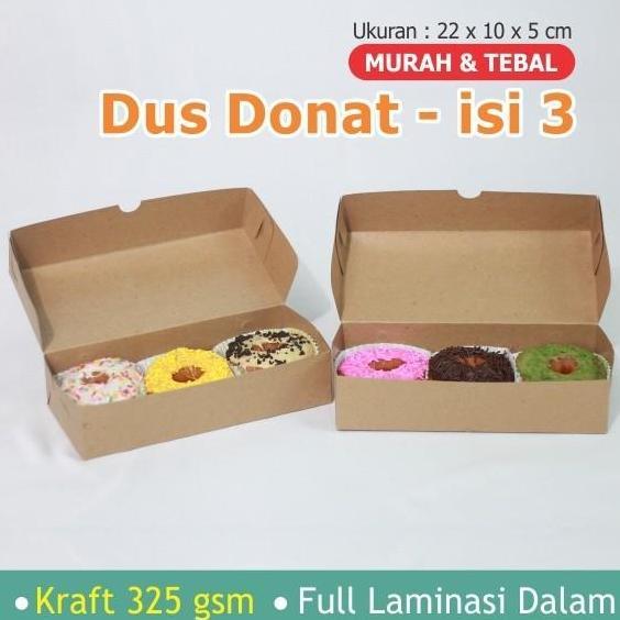 Dus Coklat Donat Isi 3 / Box Donat / Dus Brownies M /Dus Roti/22x10x5