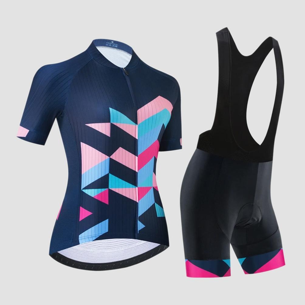 big sale setelan jersey sepeda wanita blue mozaic celana bib women cycling jersey set