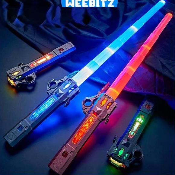 cafielozafran - weebitz mainan pedang pedangan lightsaber anak 2 in 1 laser led lampu suara light sw
