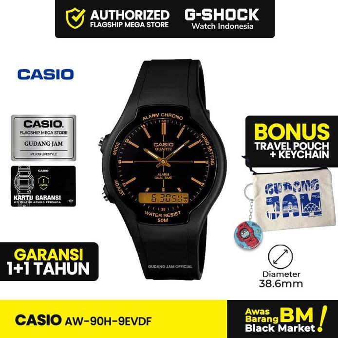 Casio General AW-90H-9EVDF | Jam Tangan Pria Cowok | Analog Digital | Anti Air | Original | Casio Wa