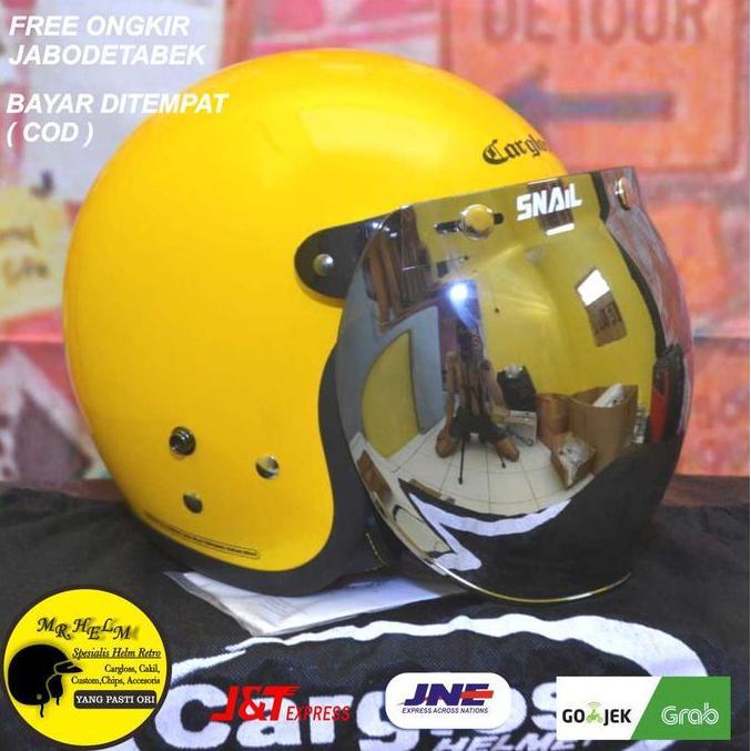 HELM CARGLOSS RETRO ORIGINAL + VISOR SNAIL BUBBLE CHROME ( MR HELM ) murah