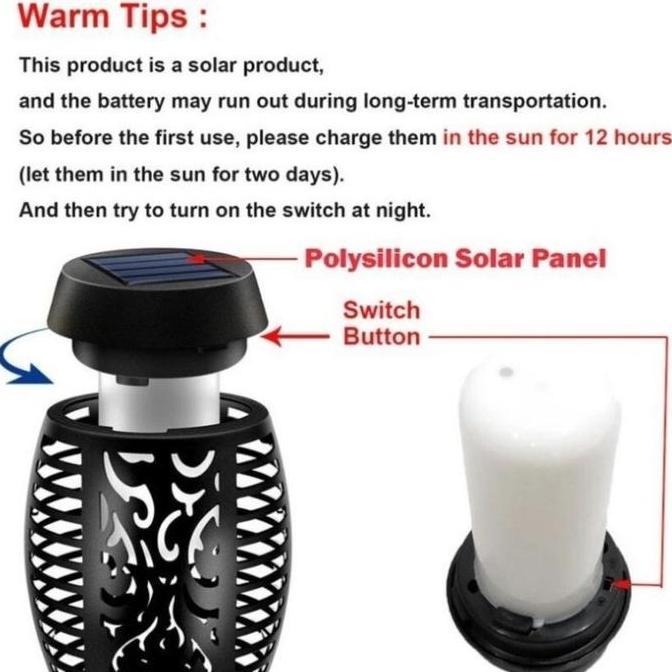 Lampu Hias Taman Solar Lampu Taman Obor Solar Led Lampu Taman Solar Model Api Obor Lampu  Sinar  Mat
