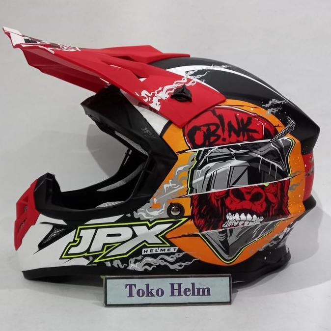 Helm trail JPX cross FOX1 motif X38 OBINK murah