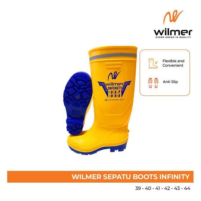 WILMER Sepatu Boot Infinity - Sepatu Boot Safety - Sepatu Boot Ujung&Tapak Besi (TERBAIK) (TERBARU) 