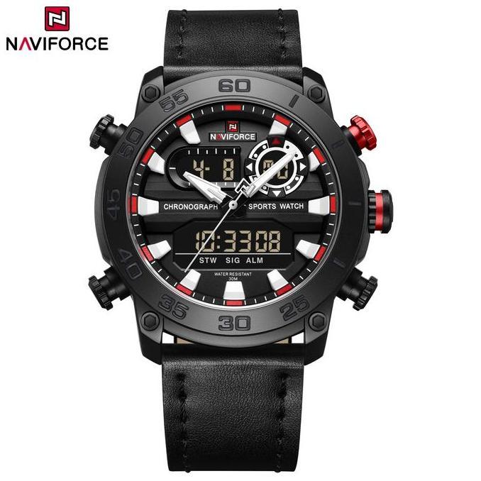 Jam Tangan Pria Digital Navi Force Original Tahan Air NF 9144 B/W/B