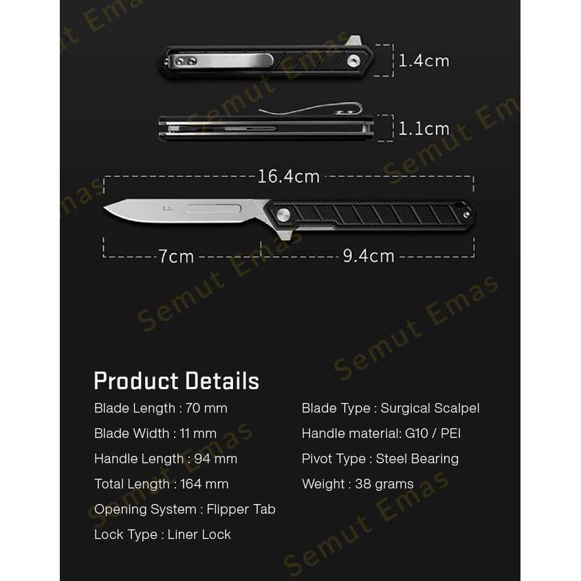 Ready stock Olitans AL-G046 Folding Scalpel G10 / PEI (Ultem) Handle