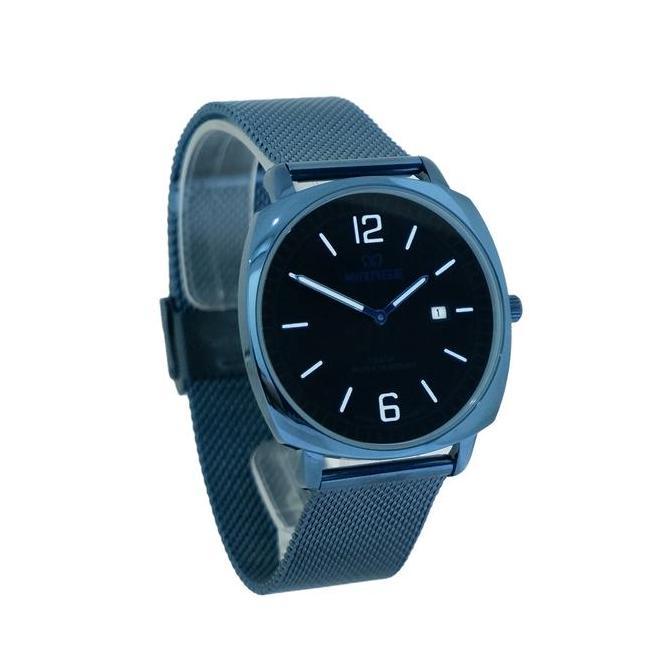 Mirage Watch - Jam Tangan Pria Rantai Pasir Analog Biru Navy Stainless Anti Karat 8720 M Jarum Kaca