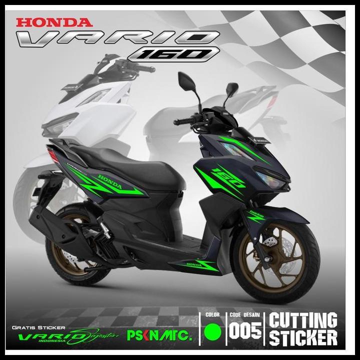 TERLARIS CUTTING STICKER NEW VARIO 160 2022 SPORTY BODY HITAM STICKER HIJAU 