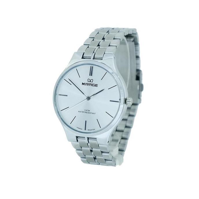 Jam Tangan Pria Anti Air Mirage Analog 18602 M SIlver Kasual Stainless