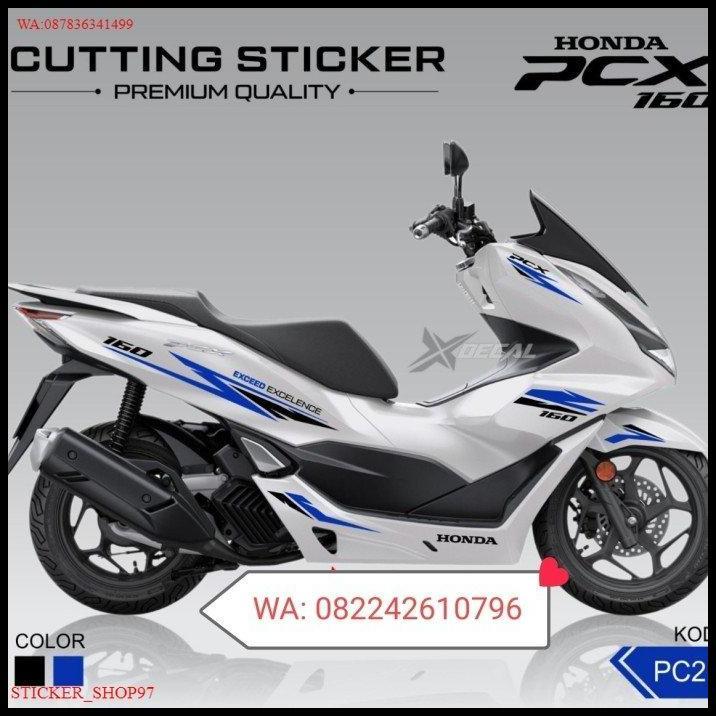 DISKON STICKER CUTTING STRIPING HONDA PCX 160 2021 PUTIH SPORTY BIRU HITAM !!!!
