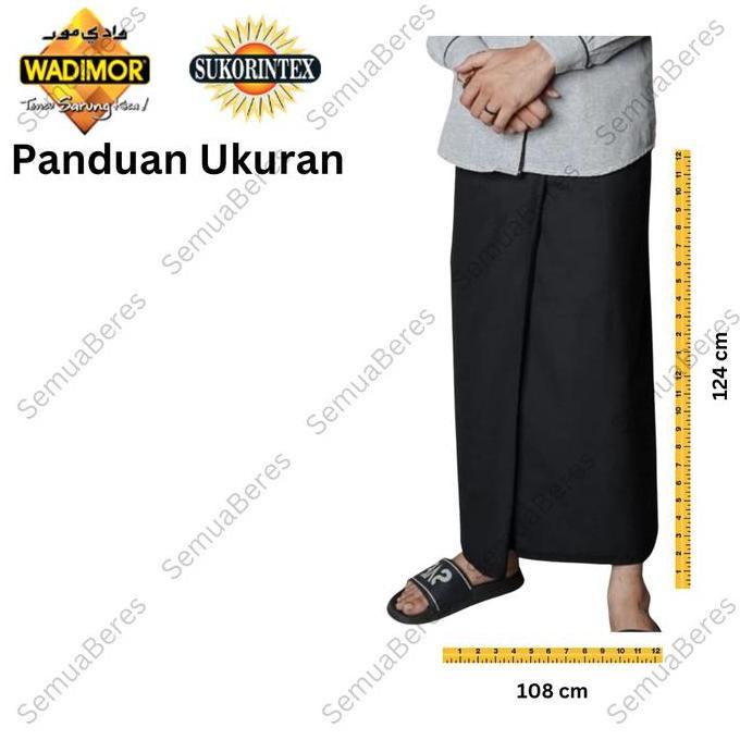 Sarung WADIMOR POLOS WARNA Hitam / Putih / Abu / Navy / Biru / Tumpal - Sarung Sholat Pria Dewasa