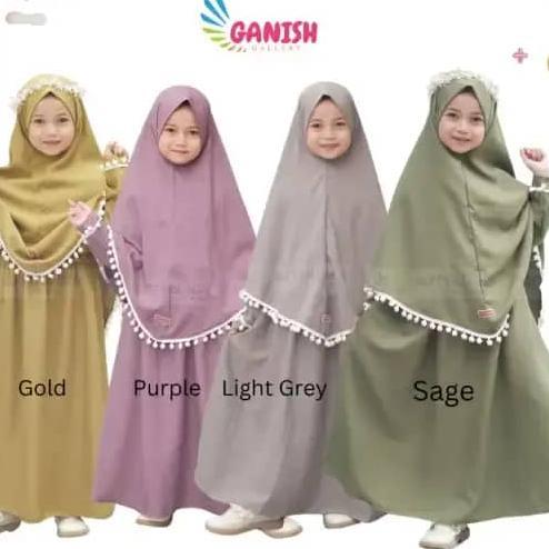 Gamis Anak Perempuan Set Hijab Syari 3 4 5 6 7 8 Tahun Baju Busana Muslim Terbaru Lebaran Adem Free 