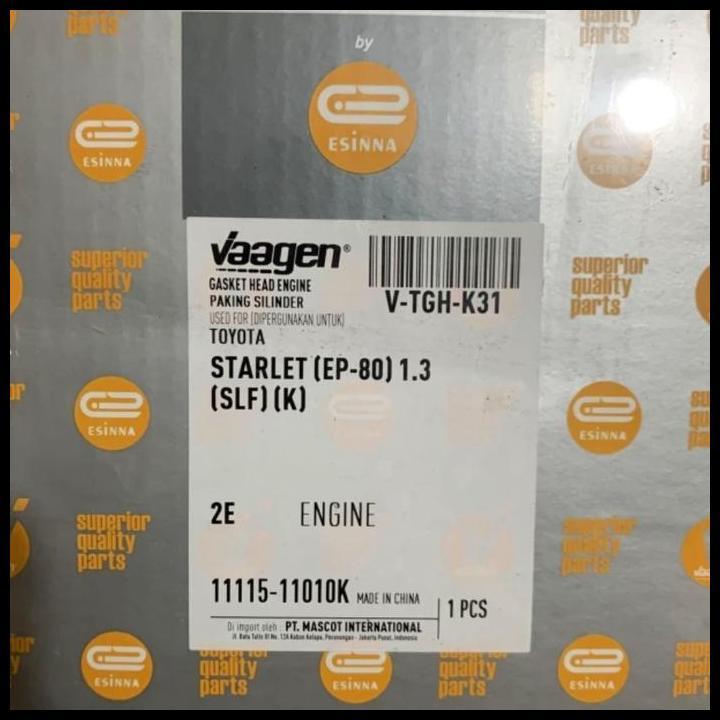 DISKON PACKING PAKING GASKET CYLINDER HEAD TOYOTA STARLET 1.3 EP80 EP81 KAPSUL 1990-1998 ORIGINAL VA