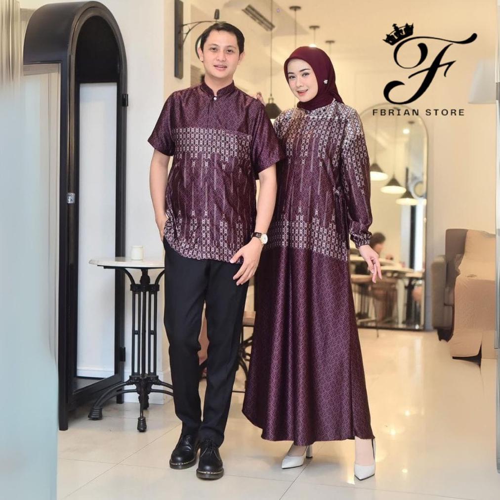 NEW PROMO Gamis Couple Silk Premium Serimbit | Set Couple Keluarga Kondangan Harian