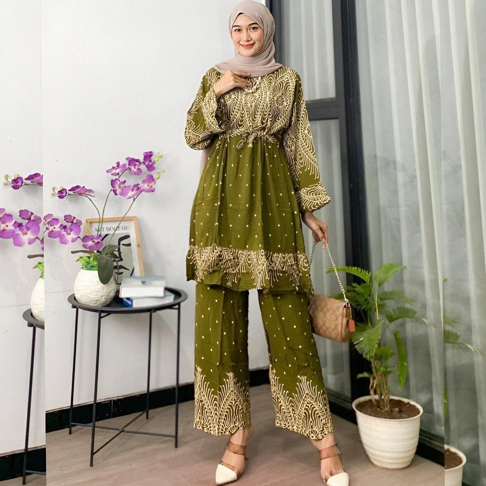STOK TIPIS Tunik Tunic Baju Atasan Setelan One Set Lebaran Hari Raya Idul Fitri Terbaru 2026 Wanita 