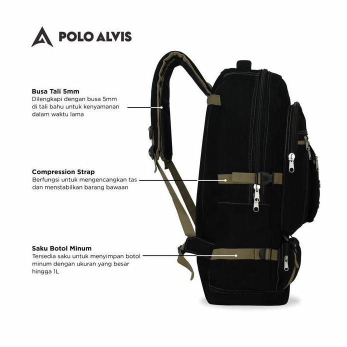 POLO ALVIS - Summit Elgon Tas Gunung Ransel Besar Muat Banyak Pakaian Cocok untuk Travel Mudik Beper