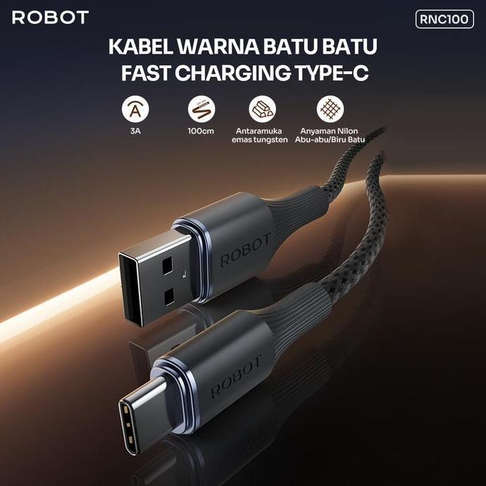 JUMALIFAST - ROBOT WARNA LAVA DATA CABLE FAST CHARGING 1CM RNC1 - KABEL DATA 3A TYPE-C ORIGINAL - GA