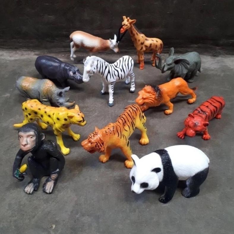 Discount Mainan Hewan Karet Set Isi 12 Pcs  Wild Animals / Mainan Hewan Karet / Hewan Miniatur Zoo T