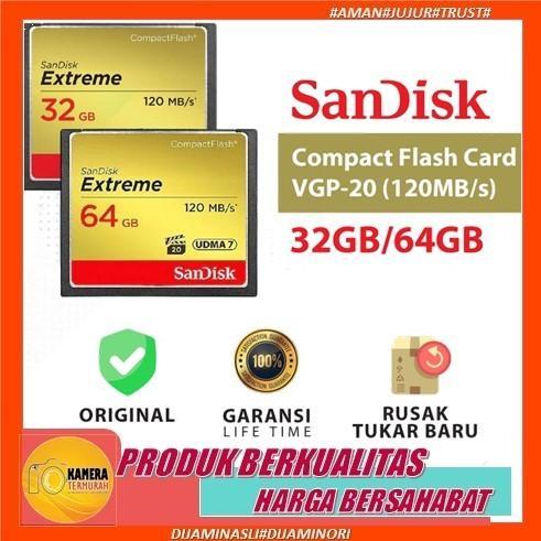 Sandisk Memory Card Cf Compact Flash Extreme (120Mb/S) - 32Gb - Memory Cf Kamera Nikon Canon Sony Fu