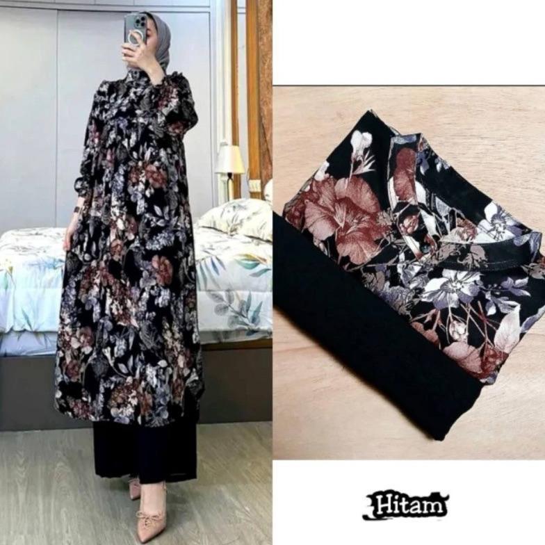 terbaru bella long tunik set rayon diamond busui friendly