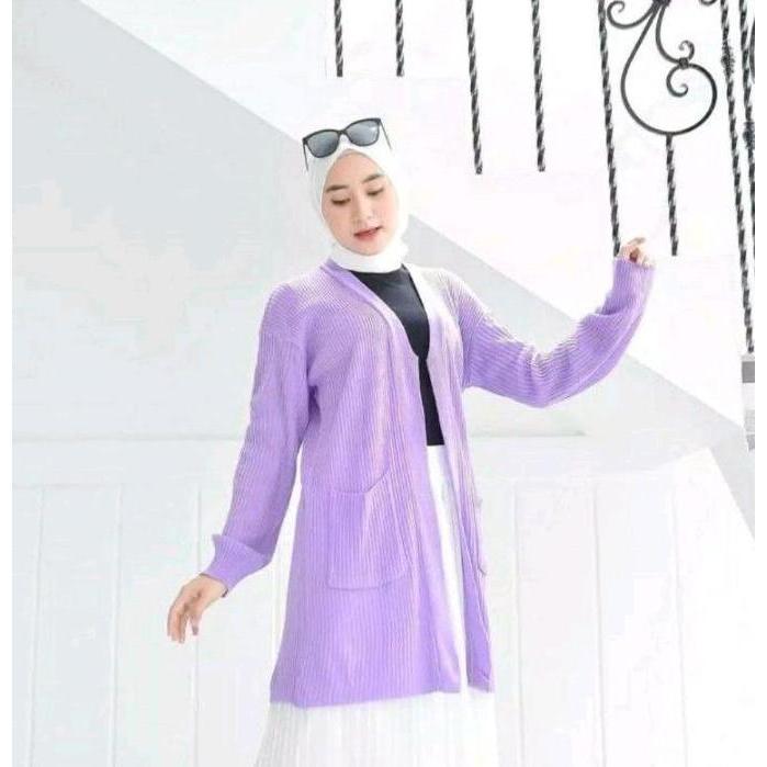 READY Belle Cardy Cardigan Rajut Wanita Oversize L-XL Bahan Halus Kancing Basic Batwing Hitam Dasar 
