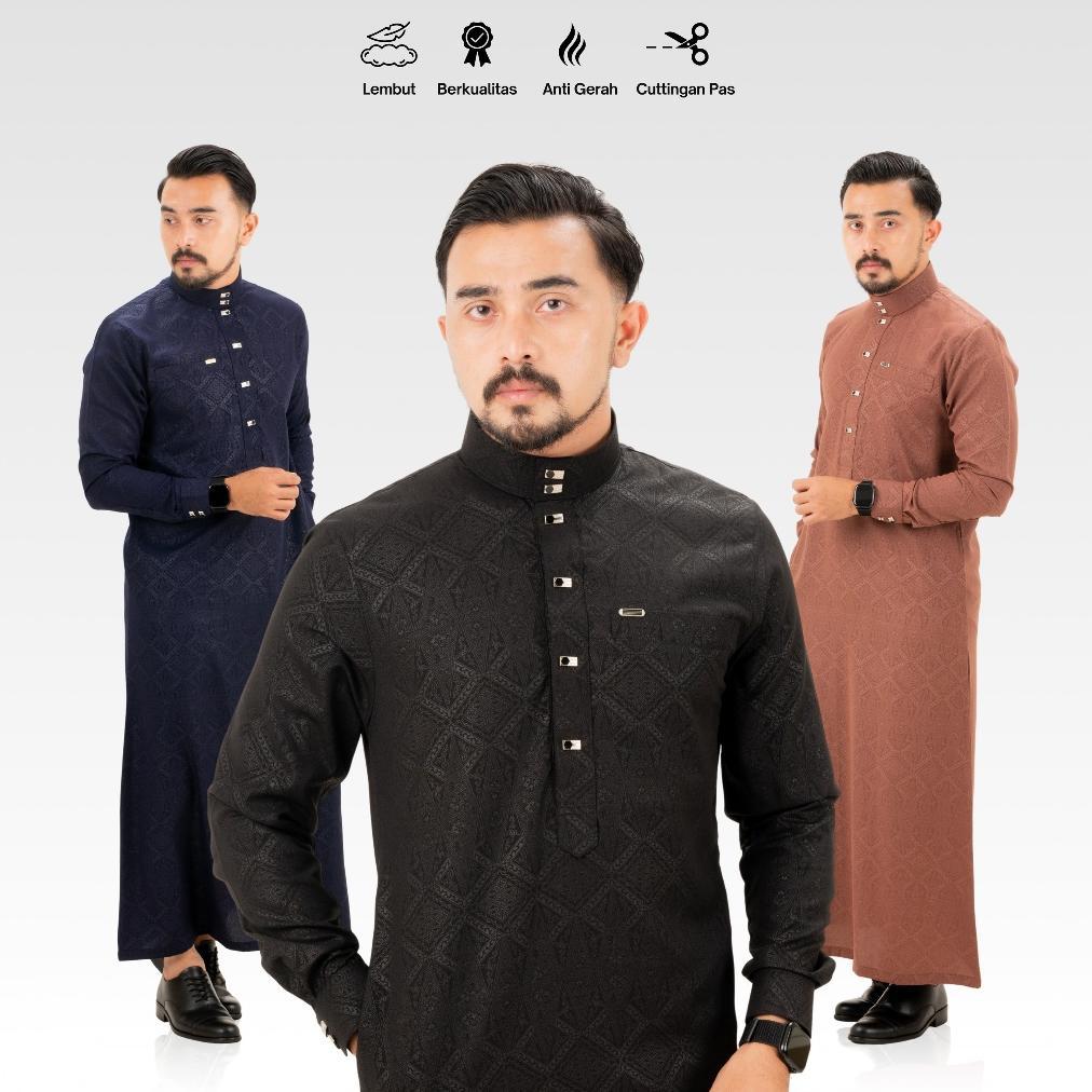BIG SALE HICI JUBAH SONOKLING GAMIS SLIMFIT PRIA DEWASA MOTIF BATIK LENGAN MANSET WOLFIS