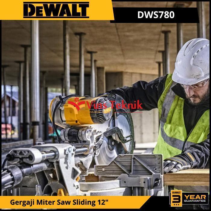 DEWALT DWS780 Mesin Potong Gergaji Kayu Alumunium Mitre Miter Saw 12" SLIDING DWS 780