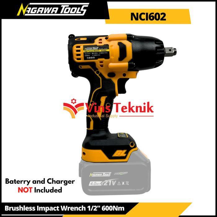 Brushless NCI 602 NAGAWA NCI602 mesin Impact wrench cordless