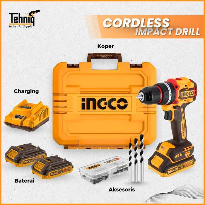 Ingco CIDLI20668 Mesin Bor Tembok Beton 20V / Brushless Impact Drill 13mm Ingco CIDLI20668