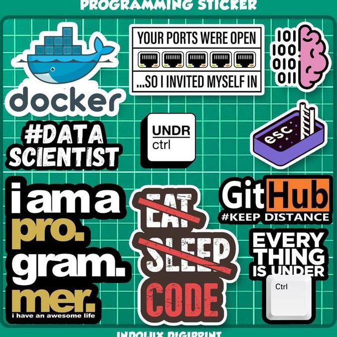 43 Pcs Sticker Programmer ing Komputer