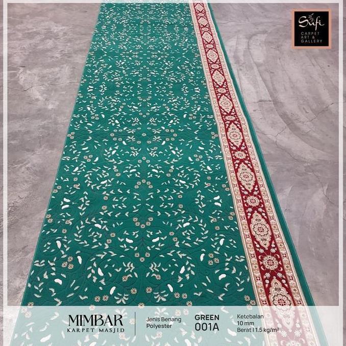 Murah Karpet Masjid / Sajadah Masjid Meteran Design Turki Mimbar 001A Hijau/Green Non COD