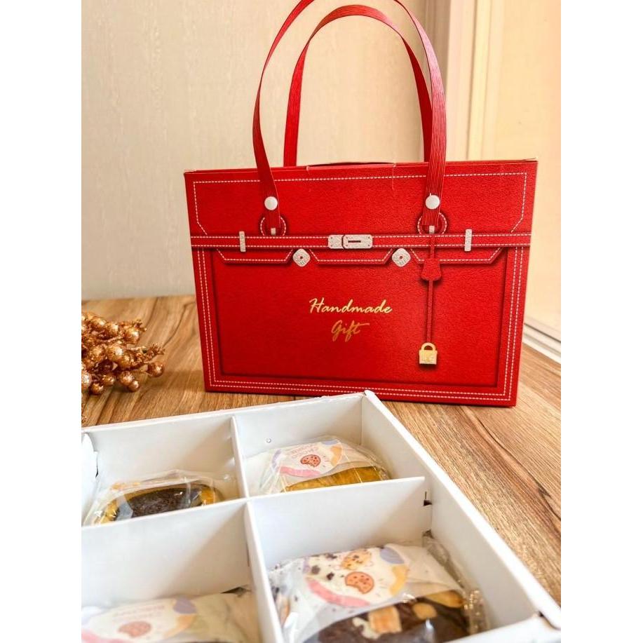 Box kue / dus kue / packaging mini pie / kemasan mini pie Hermes Red