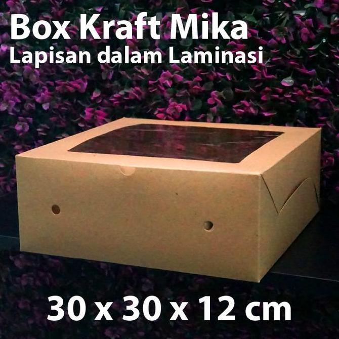 Dus Kraft 30 x 30 x 12 cm dengan Mika - Box Cake Coklat Snack
