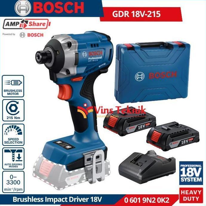 BOSCH GDR 18V-215 Mesin Obeng Impact Baterai 18V Brushless Impact Driver GDR18V-215