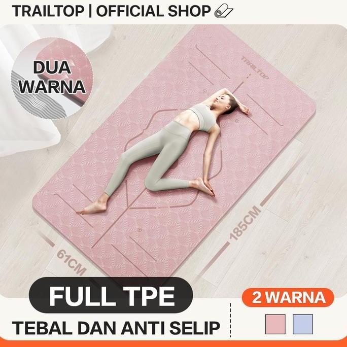 Matras Yoga Premium TPE Yoga Mat Anti Slip Matras Olahraga Tebal 6/8 mm