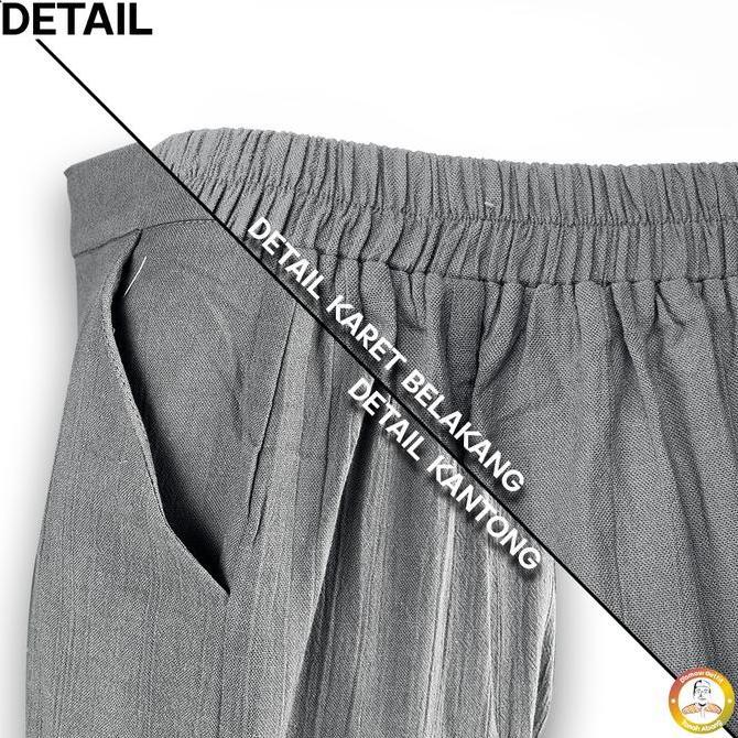Celana Kulot Wanita Highwaist Linen Rami Panjang Pinggang Karet Polos Premium Pakaian Kerja Formal K