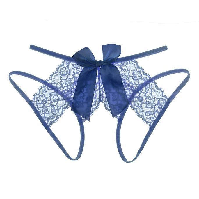 Wkwkwk- Celana Dalam Open Crotch Sexy Renda Busur Manis Lucu Cd Berongga C2310