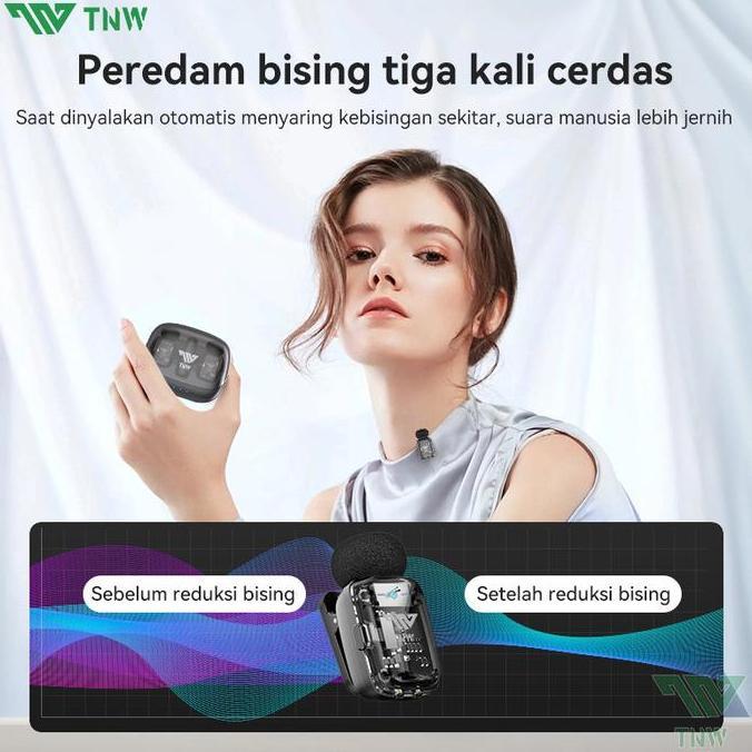 Wkprojek- Tnw X23M Wireless Microphone Ultra-Mini Mic Mikrofon Hp Dengan Ai Voice Changer Untuk Vide