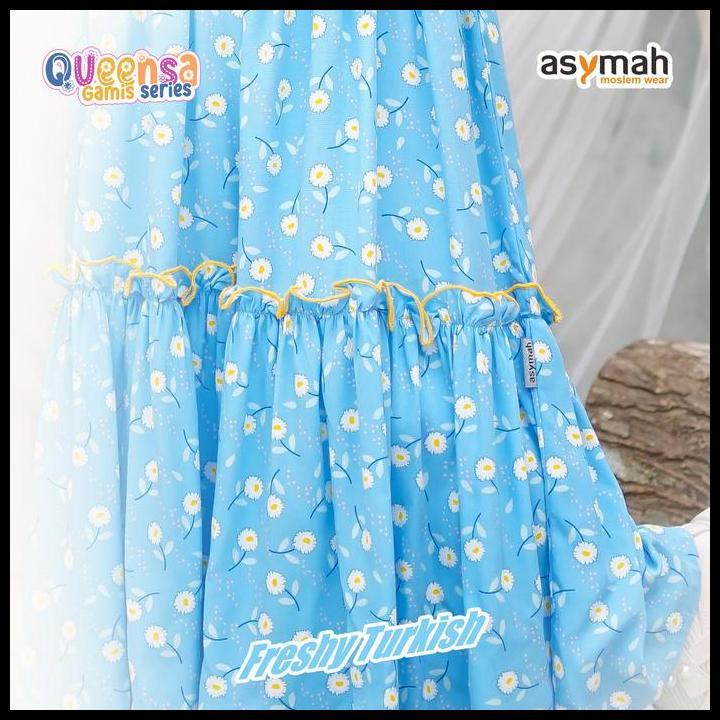 Asymah Queensa V2 Gamis Anak Perempuan Warna Freshy Turkish Size M Rayon Valencia Mix Jersey Ity Nya