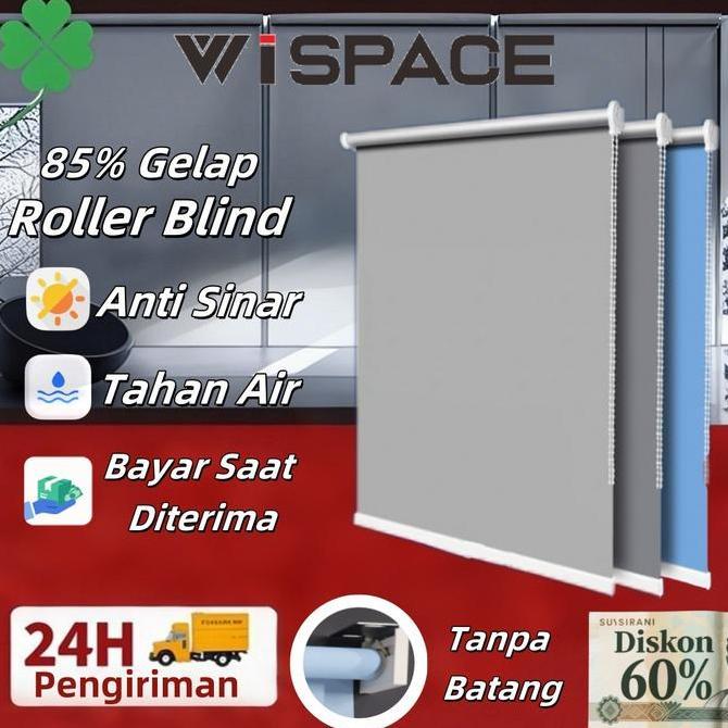 WISPACE Roller Blinds Gorden Minimalis Point 85%Dimout Dapur&Kantor Hiasan Dinding Ruang Tamu Tanpa 