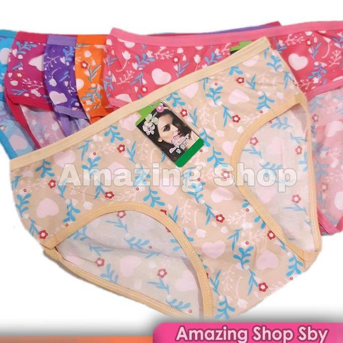 Nyaman- 1 Lusin ( 12 Pcs) Cd Celana Dalam Wanita Remaja Abg Import Motif Bunga