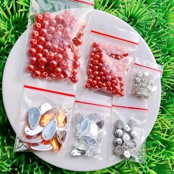 Payet kristal jahit set aneka motif mani bahan rangkai set grade A Bunga Manik Diamond manik  tempel