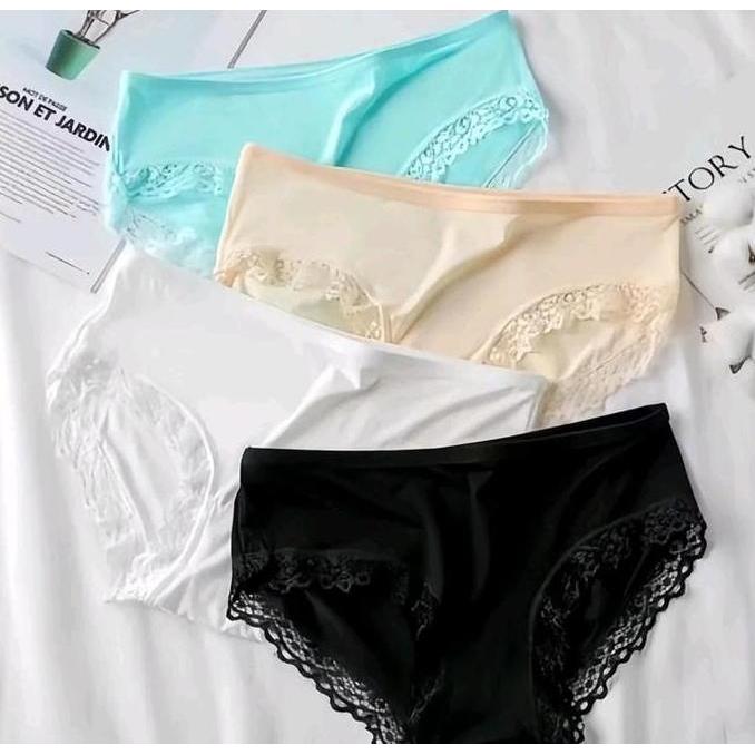 Nyaman- Obral Murah 3Pcs/6Pcs Cd Wanita Renda Full Katun Dalam Wanita Kekinian Nyaman Cewek Lembut M