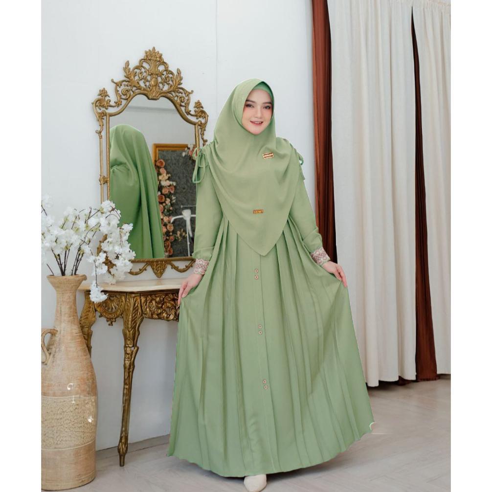 NEW Gamis Mawwadah Syar'i Set Khimar Cringkle Airflow Premium - Fashion Muslim Wanita Ukuran Jumbo M