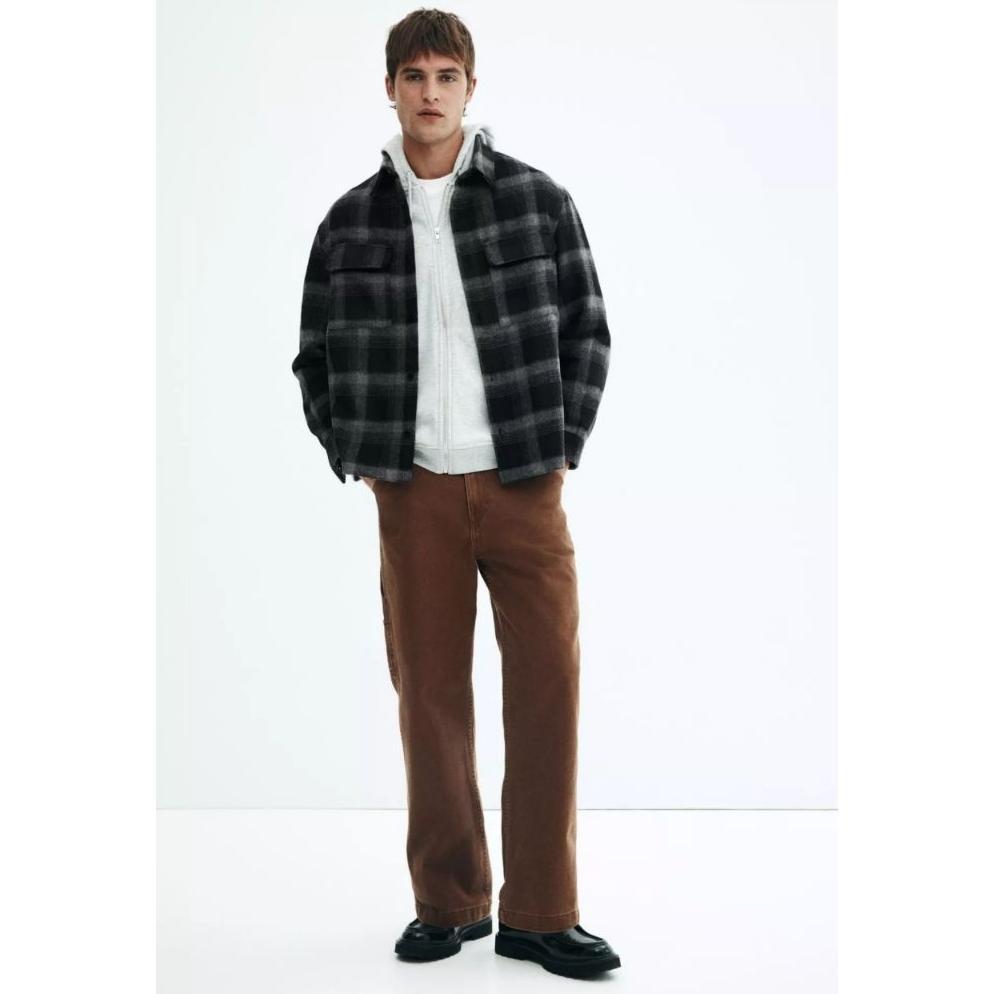 TERBARU Kemeja Flanel Veterano HNM Reguler Fit Oversize Kemeja H&M Laki-laki