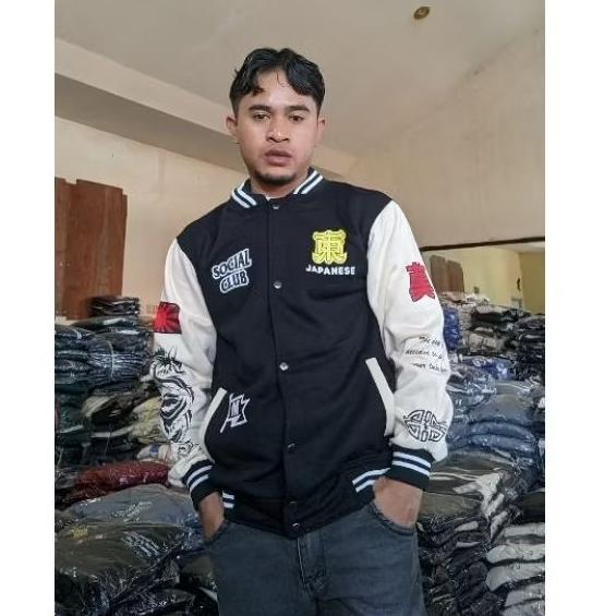 OFFICIAL Jaket Baseball Varsity - Jaket Varsity Baseball Pria Wanita Kamikaze Jepang Fullprint