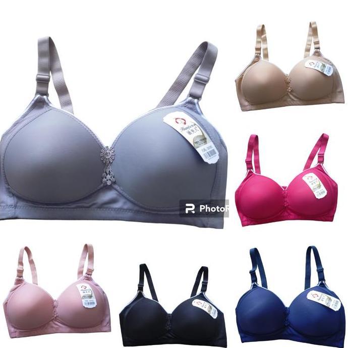 Nyaman- Pw181 Bra Wanita Jumbo Size 38-44 Fashion Simple Tanpa Kawat Warna Ada Pengait Belakang Kore