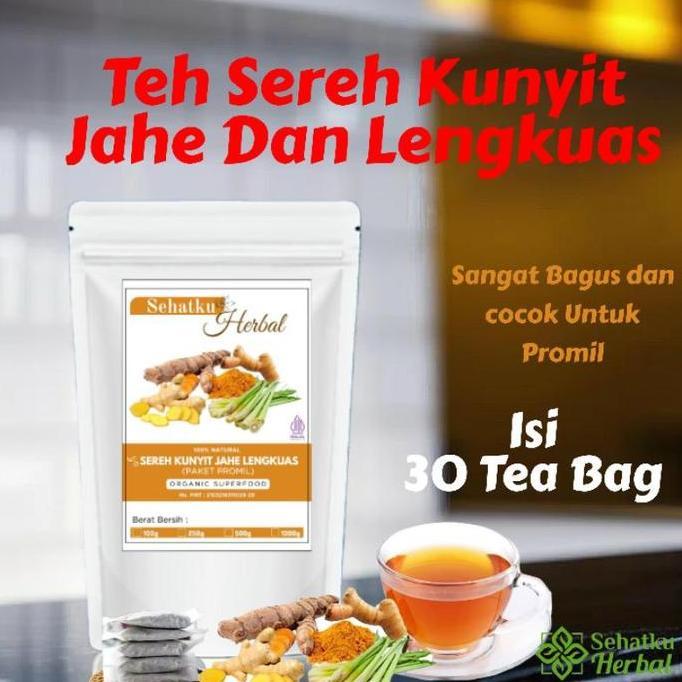 Woiiini- Teh Promil/ Teh Untuk Promil Teh Detox Pcos : Teh Sereh Kunyit Jahe Dan Lengkuas Isi 30 Tea